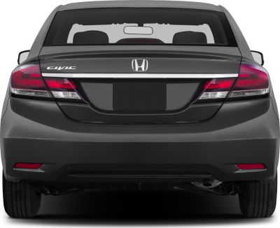 Rear view with tail lights and bumper of a sedan