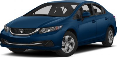 Blue sedan with prominent front grille and headlight design