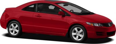 Two-door coupe with alloy wheels in red paint