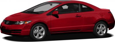 Red coupe side view with alloy wheels
