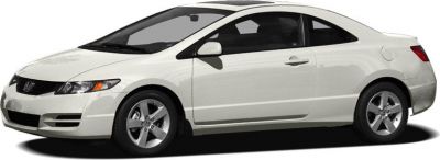 Sleek white two-door coupe with sporty alloy wheels.