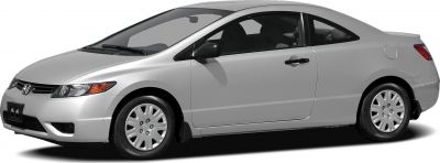 Silver coupe side profile with hubcaps and aerodynamic compact design