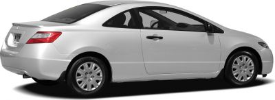 Side profile of a coupe with rear spoiler and multi-spoke wheels