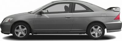 Side view of a coupe with rear spoiler and alloy wheels