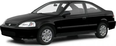 Side view of black compact coupe with clean lines and two doors