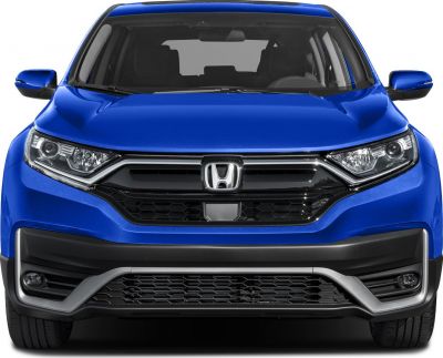 Front grille and headlights of a blue SUV