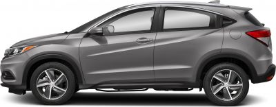 Side profile of a smooth body lines compact SUV with alloy wheels