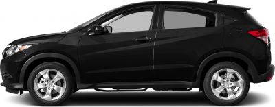 Side profile of black compact SUV with alloy wheels and smooth body lines