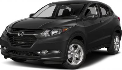 Front-side view of black compact SUV with chrome grille and silver alloy wheels