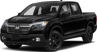 Black pickup truck with LED headlights and polished grille