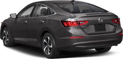 Rear profile with LED taillights and alloy wheels of a hybrid sedan