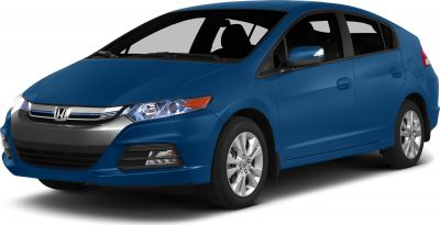 Front and side view of a compact hatchback with aerodynamic design and distinctive front grille.