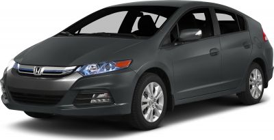 Aerodynamic hatchback with hybrid-style front and alloy wheels