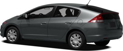 Side and rear view of a compact hybrid hatchback.