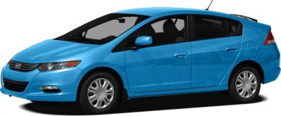 Blue compact hatchback with aerodynamic design and hybrid features