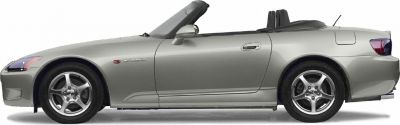 Silver convertible roadster side view with alloy wheels