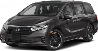 Front and side view of facelifted minivan exterior