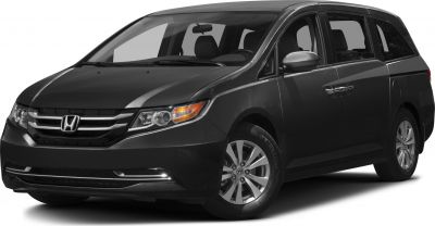 Front and side view of minivan with detailed headlights and alloy wheels