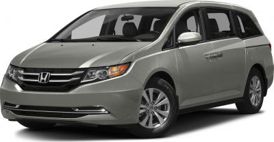 Front and side view of a modern minivan with updated headlights and alloy wheels