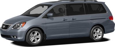 Side profile of a minivan with sliding doors and alloy wheels