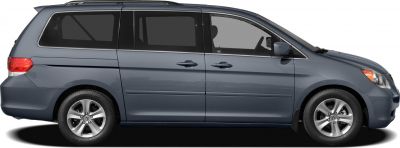 Minivan side profile with alloy wheels and sliding rear doors