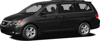 Black 2005 minivan side profile with alloy wheels