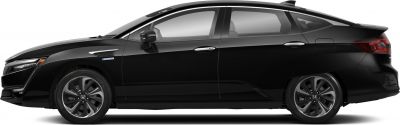 Sleek side profile with aerodynamic shape and alloy wheels