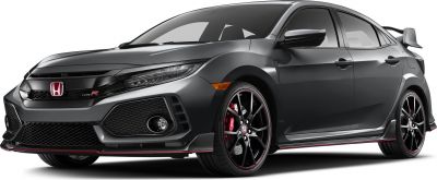 Sporty sedan with aggressive front grille, alloy wheels, and rear spoiler