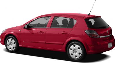 Side view of a compact hatchback with smooth body lines and alloy wheel covers