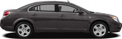 Side profile of a sedan with alloy wheels and four doors