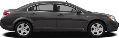 Side profile of a 2000s era mid-size sedan with alloy wheels