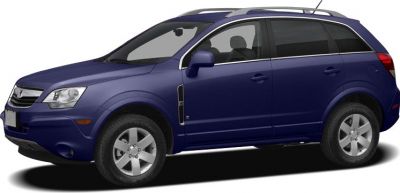 Blue SUV side profile with roof rails and five-spoke wheels