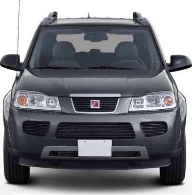 Front view of SUV with grille, headlights, and roof rails
