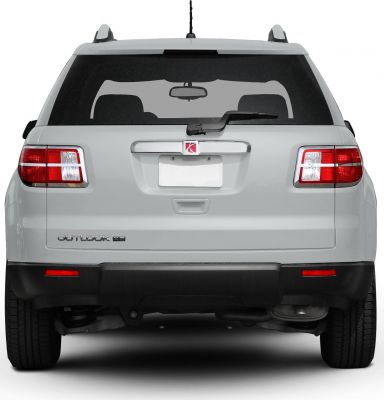 SUV rear view with distinctive taillights and rear windshield wiper