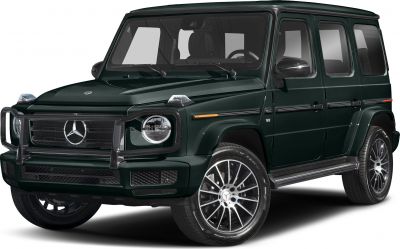 Front view of SUV with round headlights and protective grille