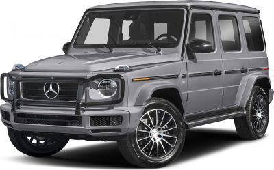 Front side view of a modern SUV with distinct headlights and alloy wheels