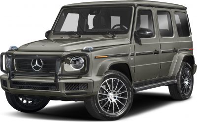 Front side view of rugged SUV with grille guard and round headlights