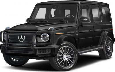 Black SUV with mesh brush guard, round LED headlights, and alloy wheels