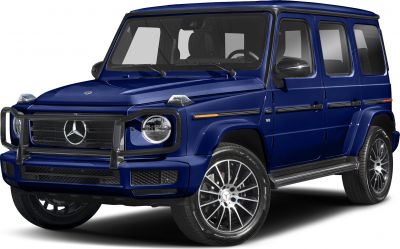 Boxy blue SUV front and side with distinctive grille and alloy wheels