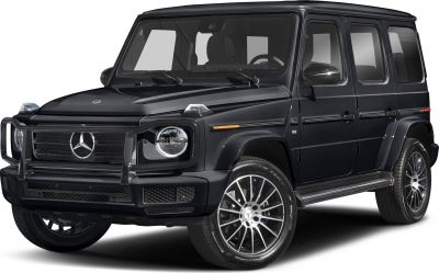 Black SUV with grille guard and alloy wheels, front-side view
