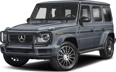 Front side view of an extended luxury SUV with distinctive grille and round headlights