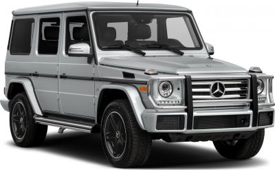 Luxury SUV with bull bar and round LED headlights