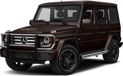 Front angled view of SUV with protective grill and V8 badge