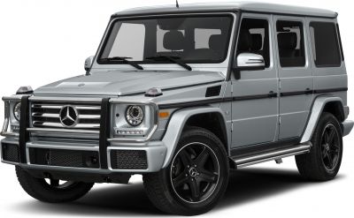 Front side view of luxury SUV with rectangular shape and bold grille