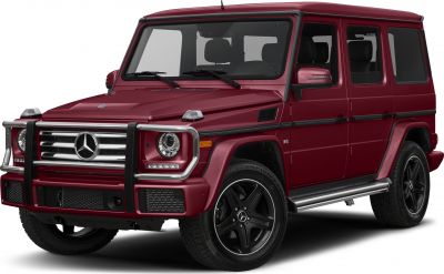 SUV front with protective bull bar and LED headlights