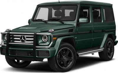 Front side view of green SUV with grille guard and black wheels