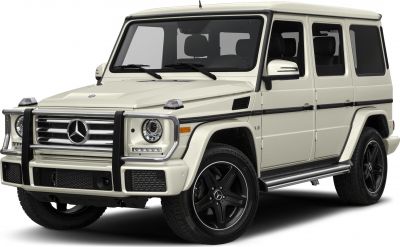 Front and side view of SUV with grille guard and black wheels