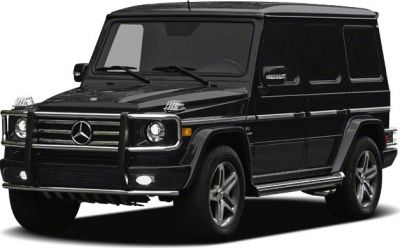 Black SUV with rectangular grille and round headlights, side mirrors and alloy wheels.