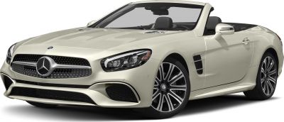 Convertible sports car with front grille and vented hood details