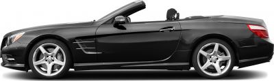 Side view of convertible luxury roadster with AMG five-spoke alloy wheels